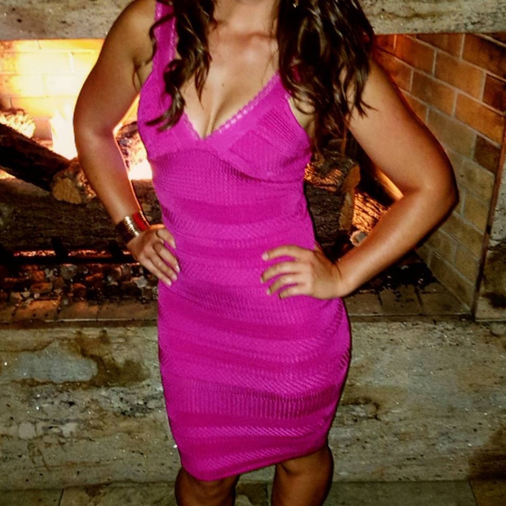 Bebe Pink Knit Bodycon Dress
